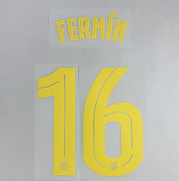 FERMIN #16 FC Barcelona 2025-26 Home & Fourth Away UCL Football Soccer Name & Number Set
