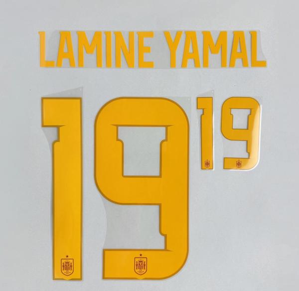 LAMINE YAMAL #19 Spain 2026 World Cup Home Football Soccer Name & Number Set