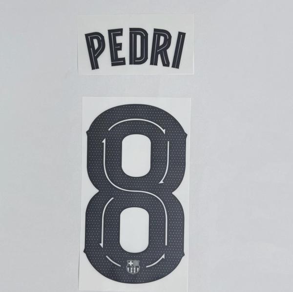 PEDRI #8 FC Barcelona 2025-26 Away UCL Football Soccer Name & Number Set