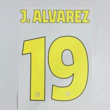 J.ALVAREZ #19 Atletico Madrid 2025-26 Away UCL Football Soccer Name & Number Set