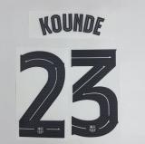 KOUNDE #23 FC Barcelona 2025-26 Away UCL Football Soccer Name & Number Set