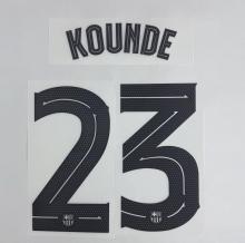 KOUNDE #23 FC Barcelona 2025-26 Away UCL Football Soccer Name & Number Set