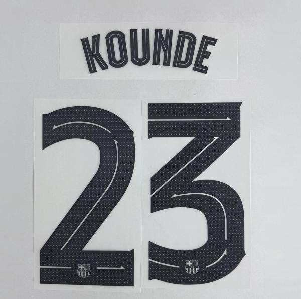 KOUNDE #23 FC Barcelona 2025-26 Away UCL Football Soccer Name & Number Set