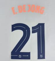 F. DE JONG #21 FC Barcelona 2025-26 Third Away UCL Football Soccer Name & Number Set