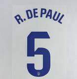 R.DE PAUL #5 Atletico Madrid 2025-26 Home La Liga Football Soccer Name & Number Set