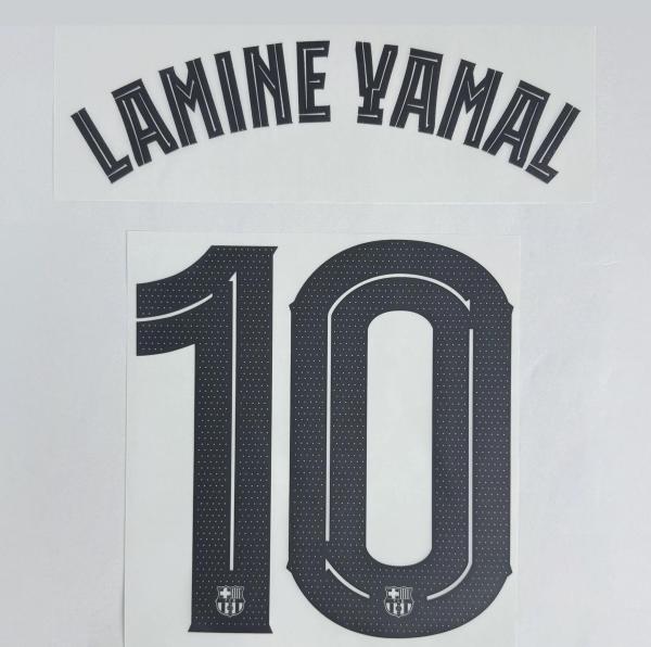 LAMINE YAMAL #10 FC Barcelona 2025-26 Away UCL Football Soccer Name & Number Set