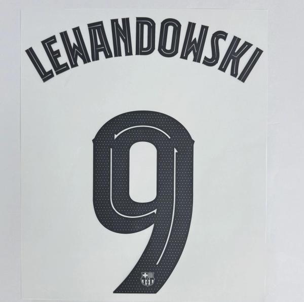 LEWANDOWSKI #9 FC Barcelona 2025-26 Away UCL Football Soccer Name & Number Set