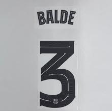 BALDE #3 FC Barcelona 2025-26 Away UCL Football Soccer Name & Number Set