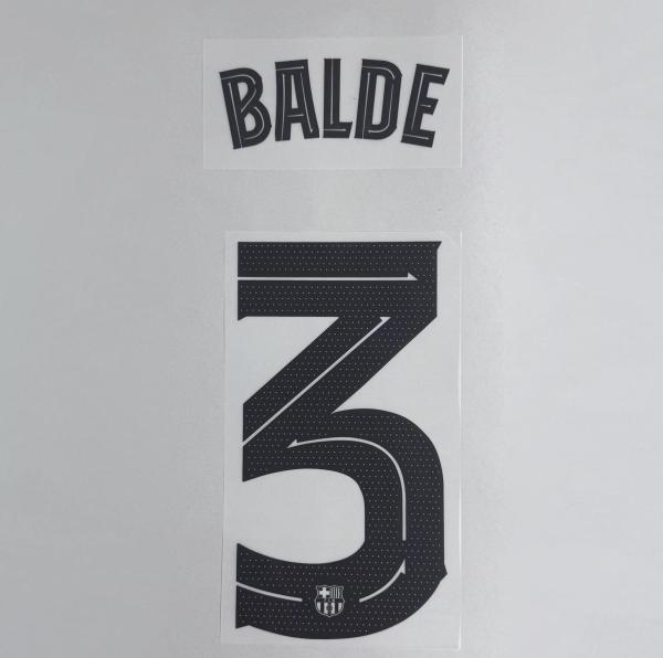 BALDE #3 FC Barcelona 2025-26 Away UCL Football Soccer Name & Number Set