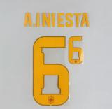 A.INIESTA #6 Spain 2026 World Cup Home Football Soccer Name & Number Set