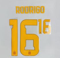 RODRIGO #16 Spain 2026 World Cup Home Football Soccer Name & Number Set