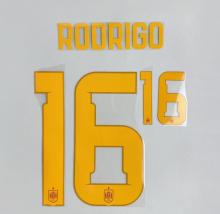RODRIGO #16 Spain 2026 World Cup Home Football Soccer Name & Number Set