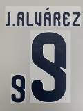 J.Alvarez #9 Argentina 2026 World Cup Home Football Soccer Name & Number Set