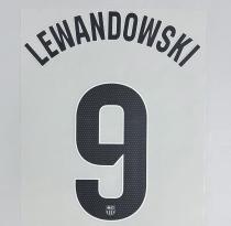 LEWANDOWSKI #9 FC Barcelona 2025-26 Away La Liga Football Soccer Name & Number Set