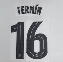 FERMIN #16 FC Barcelona 2025-26 Away UCL Football Soccer Name & Number Set