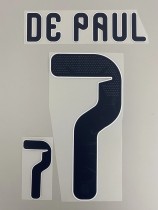 DE PAUL #7 Argentina 2026 World Cup Home Football Soccer Name & Number Set