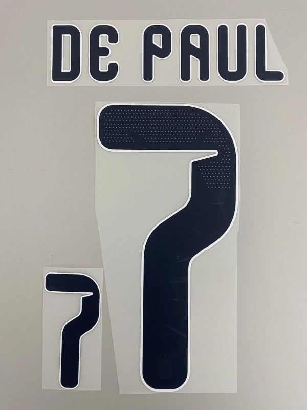 DE PAUL #7 Argentina 2026 World Cup Home Football Soccer Name & Number Set