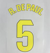 R.DE PAUL #5 Atletico Madrid 2025-26 Away La Liga Football Soccer Name & Number Set