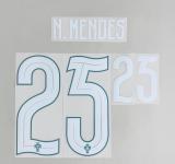 N.MENDES #25 Portugal 2026 World Cup Home Football Soccer Name & Number Set