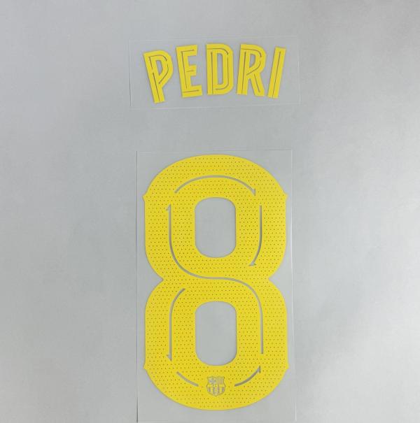 PEDRI #8 FC Barcelona 2025-26 Home & Fourth Away UCL Football Soccer Name & Number Set