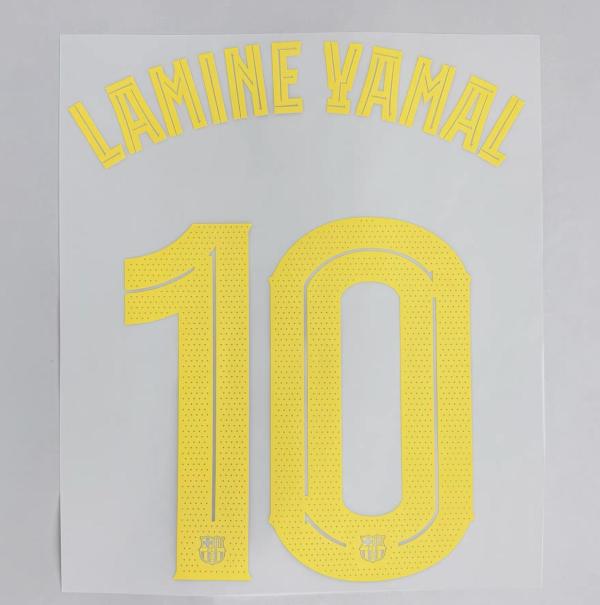 LAMINE YAMAL #10 FC Barcelona 2025-26 Home & Fourth Away UCL Football Soccer Name & Number Set