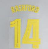RASHFORD #14 FC Barcelona 2025-26 Home & Fourth Away UCL Football Soccer Name & Number Set