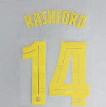 RASHFORD #14 FC Barcelona 2025-26 Home & Fourth Away UCL Football Soccer Name & Number Set