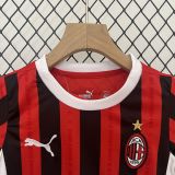 AC Milan Soccer Jersey Home Kids Kit Jersey+Shorts 2024/25