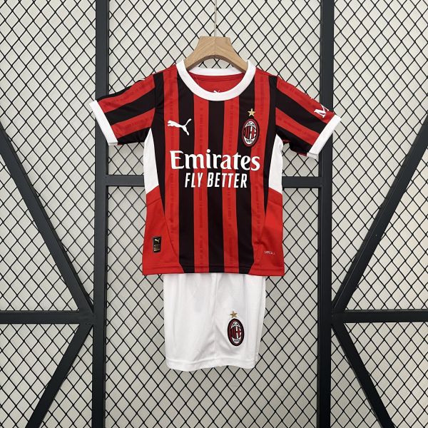 AC Milan Soccer Jersey Home Kids Kit Jersey+Shorts 2024/25