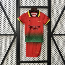 AC Milan Soccer Jersey Fourth Away Goalkeeper Kids Kit Jersey+Shorts 2024/25