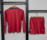 Portugal Home Football Uniform Kids Kit Long Sleeve Jersey+Shorts World Cup 2026