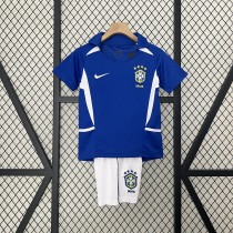 Brazil Retro Jersey Away Uniform Kids Kit Jersey+Shorts World Cup 2002