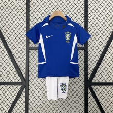 Brazil Retro Jersey Away Uniform Kids Kit Jersey+Shorts World Cup 2002