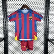 Barcelona Retro Jersey Home Kids Kit Jersey+Shorts 2005/06