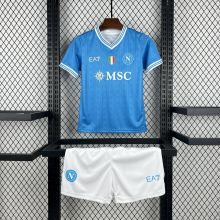 Napoli Soccer Jersey Home Kids Kit Jersey+Shorts 2025-26