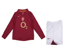 Arsenal Soccer Retro Jersey Home Long Sleeve Kids Kit Jersey+Shorts 2005/06