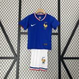 France Home Football Uniform Kids Kit Jersey+Shorts EURO 2024