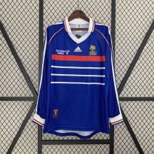 France Retro Soccer Jersey Home Long Sleeve Custom Shirt World Cup 1998