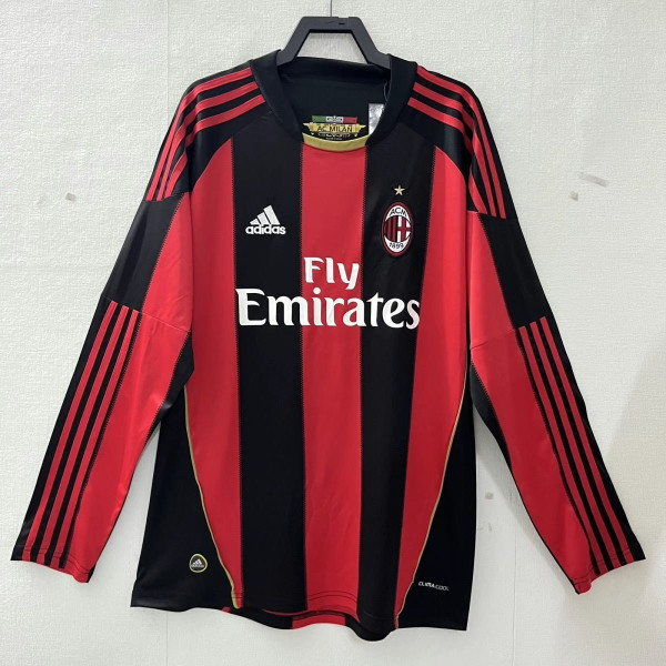 AC Milan Retro Soccer Jersey Home Long Sleeve Custom Shirt 2010/11