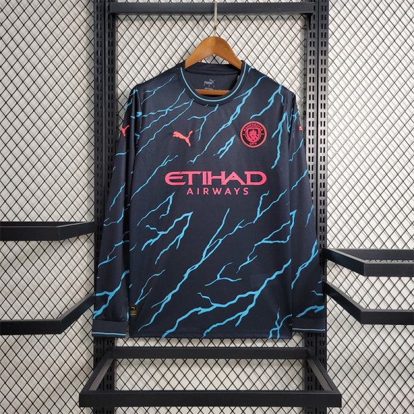 Manchester City Football Jersey Third Away Long Sleeve Shirt 2023/24