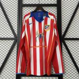 Atletico Madrid Retro Soccer Jersey Home Long Sleeve Shirt 2004/05