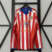Atletico Madrid Retro Soccer Jersey Home Long Sleeve Shirt 2004/05
