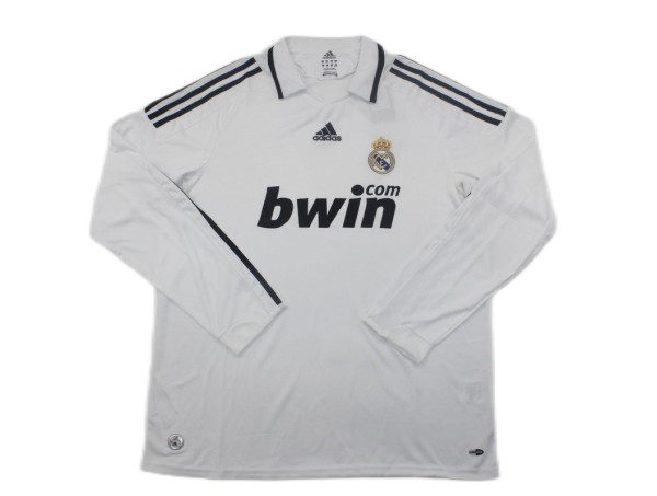 Real Madrid Retro Jersey Home Long Sleeve Custom Soccer Shirt 2008/09