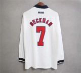 England Retro Soccer Jersey Home Custom Long Sleeve Shirt World Cup 1998