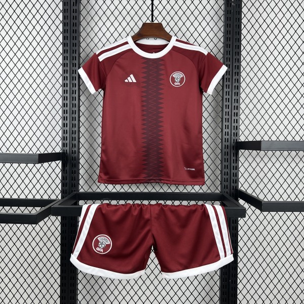 Qatar Soccer Jersey Home Kids Kit Jersey+Shorts World Cup 2026