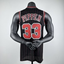 Embroidered MN Retro Jersey Bulls 97/98 Season Striped Black Size 33 Pippen