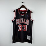 Embroidered MN Retro Jersey Bulls 97/98 Season Striped Black Size 33 Pippen