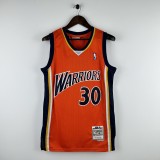 Embroidered MN Retro Jersey Warriors 2009/10 Season Orange #30 Curry