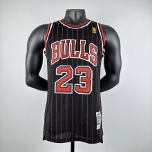 Embroidered MN retro jersey Bulls 97/98 season striped black No. 23 Jordan
