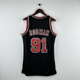 Embroidered MN Retro Jersey Bulls 97/98 Season Black No. 91 Rodman